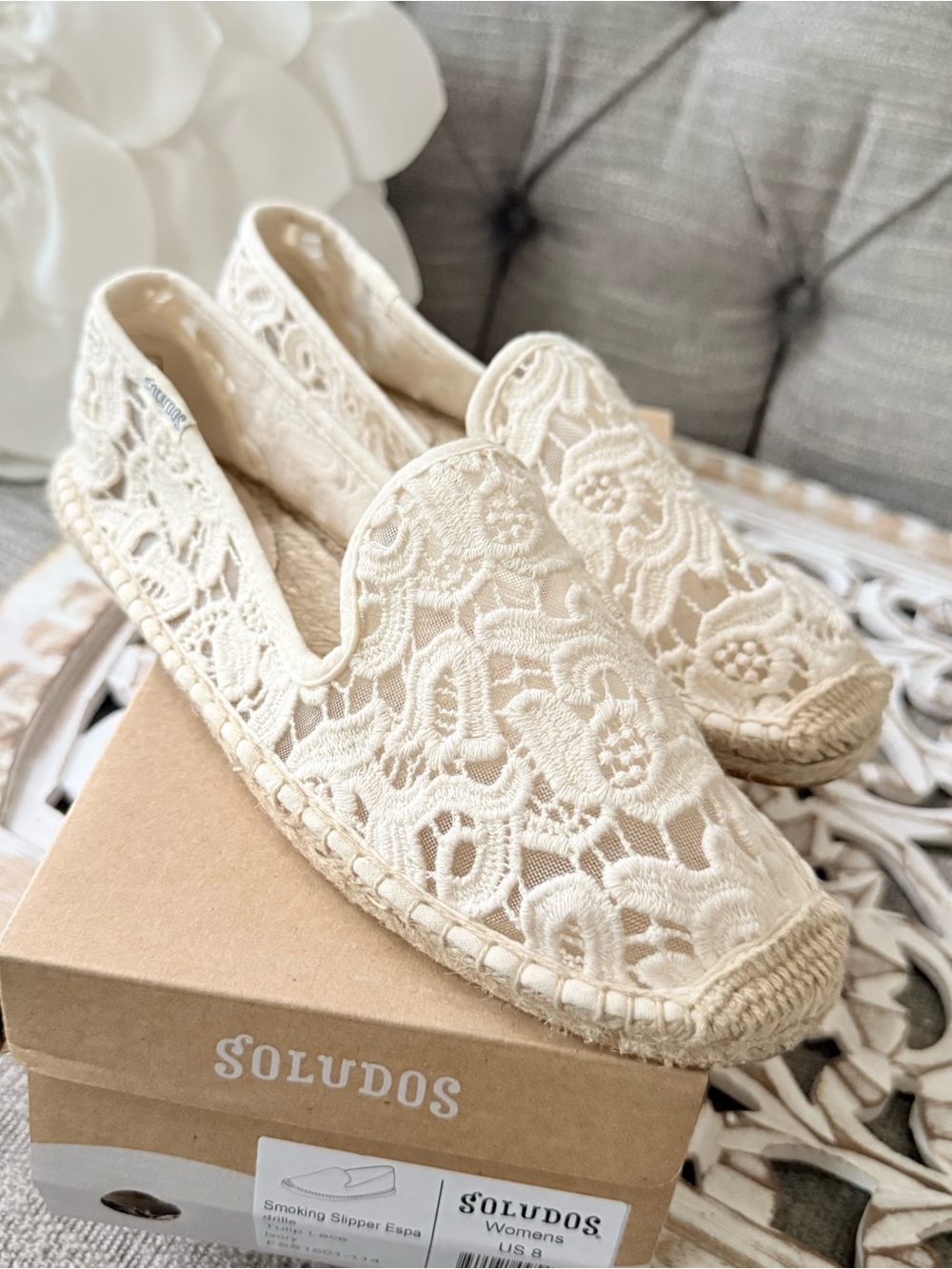 Soludos Ivory Slip On Espadrille Shoes Women’s 8